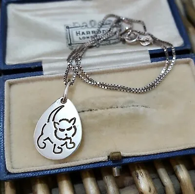 925 Sterling Silver Necklace Cat Pendant Hallmarked Silver Jewellery  • £26.99