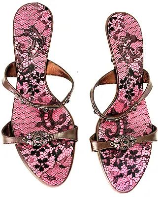 Vicini Kitten Heel Slip Ons With Jeweled Straps And Lace Inset - Szie 7 • $19