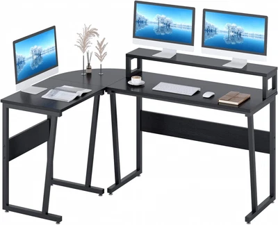 £124.99 • Buy TREETALK Computer Desk, L-shaped Corner Desk With Large Monitor Stand, Black 