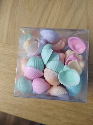 Pastel Shades Cockle Shells Small In A Cube Perspex Container • £3.50