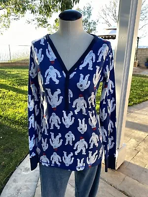 HANNA ANDERSSON WOMENS HENLEY PAJAMA SHIRT BLUE YETI Medium M NWT $48 • $20.80