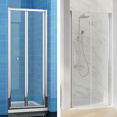 Bi Fold Shower Enclosure Safety Glass Door Frameless Framed 700/760/800/860/900 • £128.99