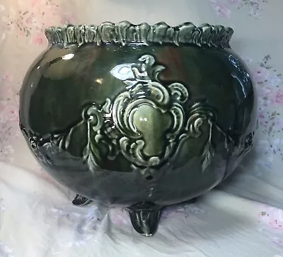 Vintage Large Green Footed Weller? Majolica Jardiniere Planter • $75