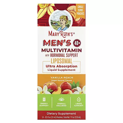 Men´s 40+ Multivitamin With Hormonal Support Vanilla Peach 14 Pouches 0.5 Fl • $24.95