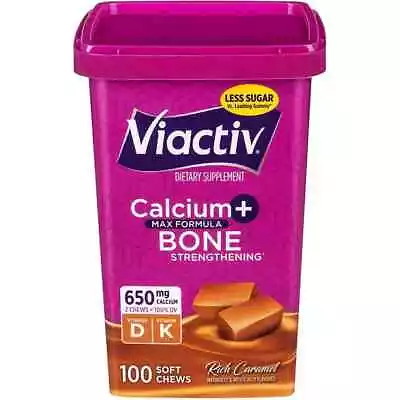 Viactiv Calcium   Vitamin D Supplement Soft Chews Caramel 100-Count • $15.39