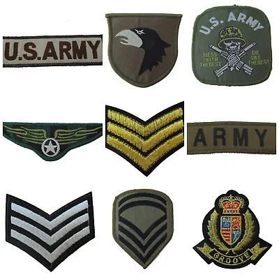 Embroidery Cloth Military Sergeant Stripes Iron Cross Wings Us Army Sew On Patch • £2.95