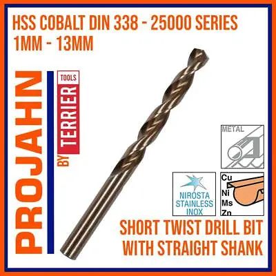 1mm - 13mm HSS Cobalt Jobber DIN 338 Short Twist Drill Bits Projahn 25000 Series • £2.22