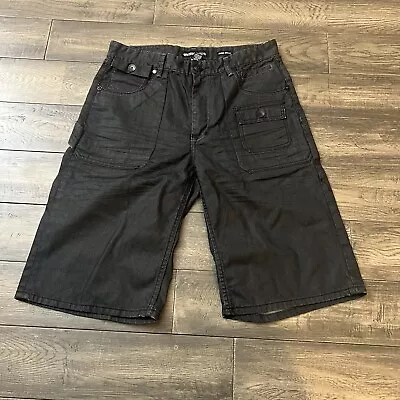 Mens Ecko Unltd Shorts Size 32 Baggy Fit Multiple Pockets Black Denim Jorts • $22.99