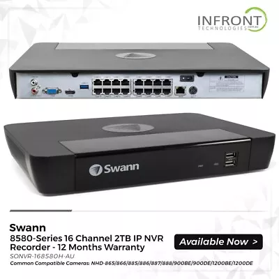 $828 • Buy Swann 8MP SWNVR-168580 4K 2TB 16 Channel Network Video Recorder For 5MP, 8MP & 1