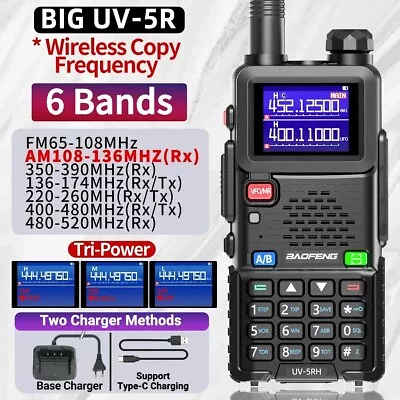 Baofeng UV-5RH VHF UHF Dual-Band Ham 10W Portable Two-way Radio Walkie Talkie • £35.99