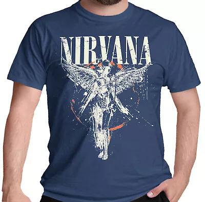 Nirvana T Shirt In Utero Album Art Grunge Kurt Cobain Angelic Band Blue NEW • £16.95