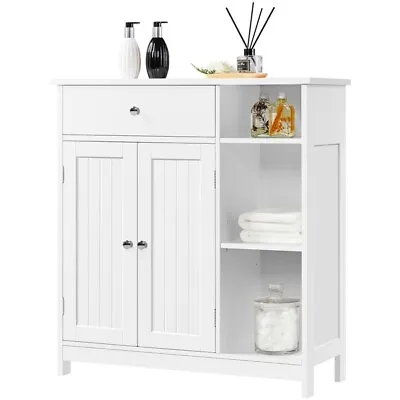 $89.99 • Buy Bathroom Floor Cabinet W/ Drawer & Adjustable Shelves, Storage For Large Space