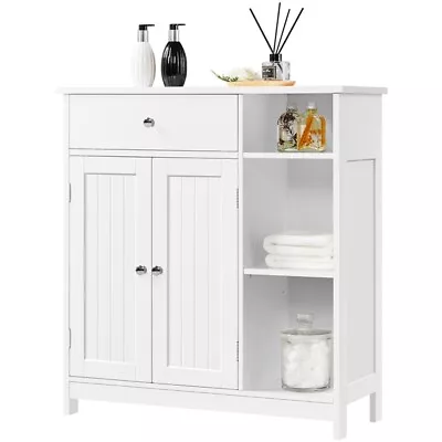 $89.99 • Buy Bathroom Floor Cabinet W/ Drawer & Adjustable Shelves, Storage For Large Space
