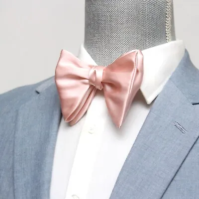 Men's Self Tied Bow Tie Big Butterfly Bow Tie Peach Rose Gold S608 • $59.95