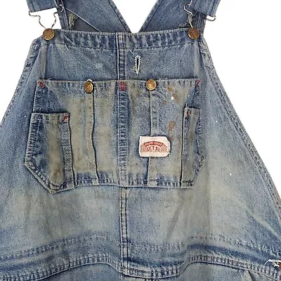 Destroyed Overalls Bibbies Jeans 48x 27 Grunge Paint Splatterpainter Distressed  • $28