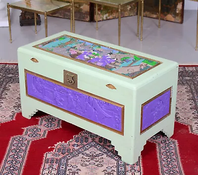 Vintage Blanket Box Malayan Painted Camphor Chest Malaysian Storage Box • £160