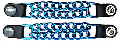 2 Candy Blue Powder Coated Double Chain Motorcycle Vest Extenders Made In Usa • $11.99