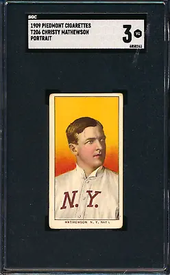 1909 T206 Piedmont 150 Christy Mathewson Portrait NY Giants HOF SGC 3 • $3250