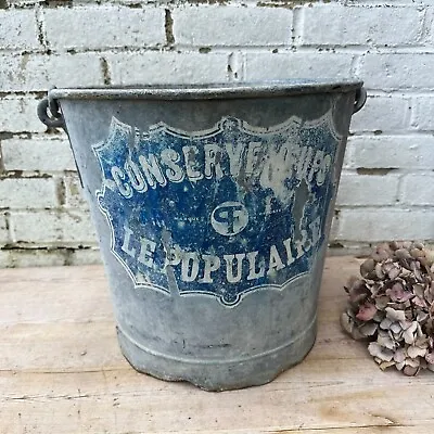 French Vintage Galvanised Transferware Bucket • £53