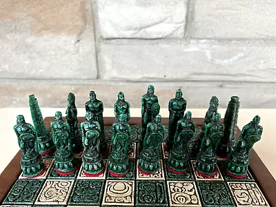 Vintage Mayan Aztec Speckled Resin Chess Set Checkers Backgammon Board - READ • $50