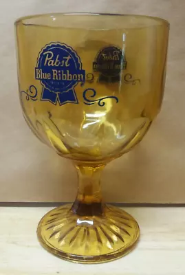 Pabst Blue Ribbon Amber Glass Stemmed Goblet 12 Ounce • $6.99