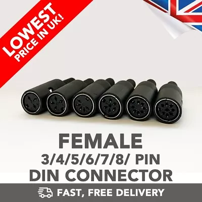 Female DIN Connector 3/4/5/6/7/8 Pin - Free Shipping! - UK Stock • £5.99