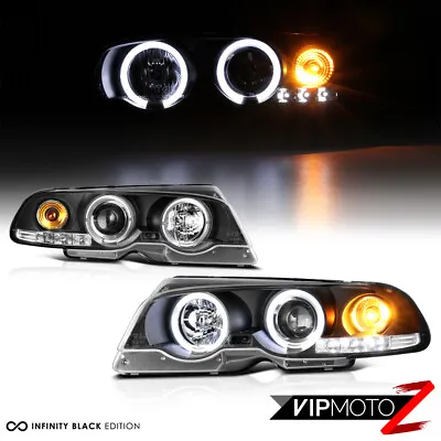 00-03 BMW E46 3-SERIES 01-06 M3 Black Halo Angel Eyes Projector Headlight Lamps • $197.62