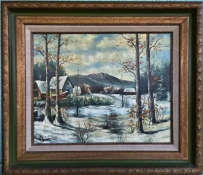 Vintage Signed Oil Painting Winter Landscape Snow Covered • $146.25
