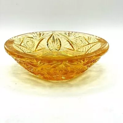 Vintage Indiana Honey Amber Pressed Cut Glass Thick Wall Bowl Serving Trinket • $34.65