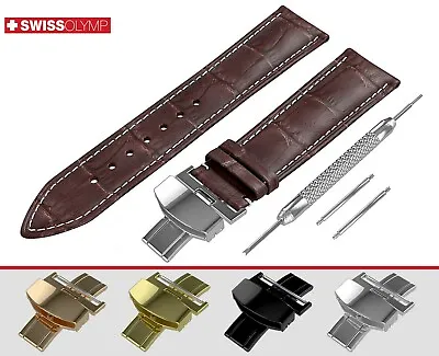 Fits LOUIS ERARD Dark Brown Watch Strap Band Genuine Leather For Clasp Buckle • £11.95