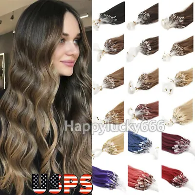 Micro Ring Hair Extensions Real Human Hair Loop Micro Bead Link Russian Hair 12A • $24