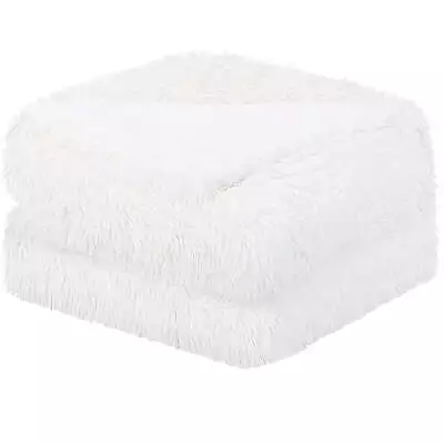 Shaggy Microfiber Bed Throw Blanket White 59  X 79  • $26.78