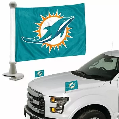 Miami Dolphins NFL Ambassador Car Flag Hood/Trunk 2 Piece Set • $17.99