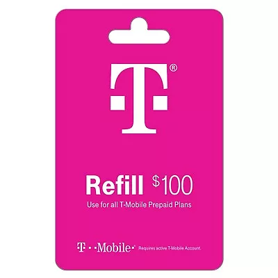 T-MOBILE $100 Prepaid Refill Card. Airtime. Top Up. Recharge  • $97