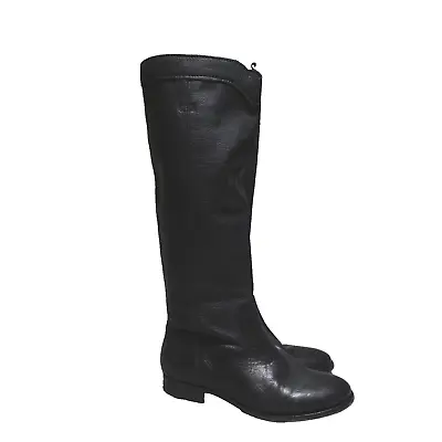 Frye Cara Riding Boots Womens 8.5 B US Black Leather 3478329 Tall Pull On • $149.91