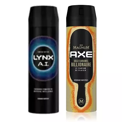 £13.95 • Buy 2 X Axe , Lynx Magnum Gold Caramel Billionaire & A. I Deodorant Body Spray 200