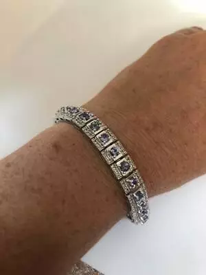 12CT Round Cut Simulated Tanzanite Tennis Bracelet Gold Plated 925 Silver • $257.99