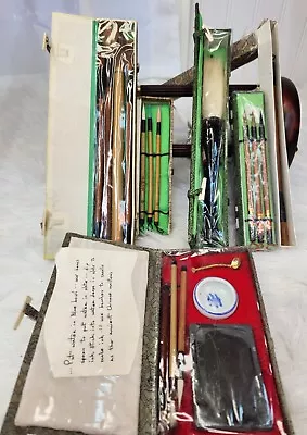 15 Pc Chinese Japanese Water Ink Painting Writing Calligraphy Pen Art Set VTG • $175