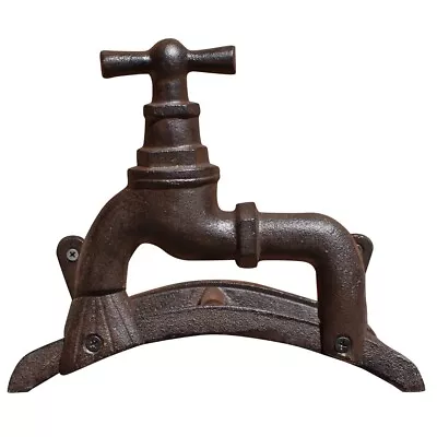 Metal Garden Hose Holder Retro Tap Design Cast Iron Wall Mounted Hosepipe Hanger • £23.90