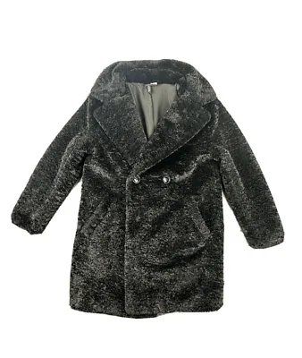 H&M DIVIDED Black Faux Fur Jacket Button Front Women's Size XS • $23.99