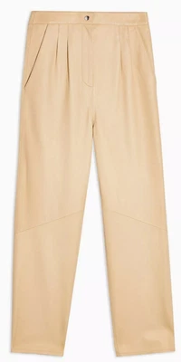 £94.99 • Buy Topshop Buttermilk Real Leather Peg Leg Trousers Size 14 Xcellent Con BNWT