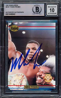 Mike Tyson 1991 Players International Ringlords Sample Card Gem 10 Auto Beckett • $499