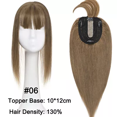 Clip In Hairpiece 100% Remy Human Hair Topper Toupee For Women Cover Loss Hair • $60.18