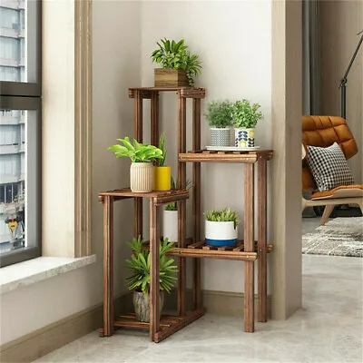 £29.98 • Buy Vintage 6 Tier Wooden Corner Plant Stand Ladder Potted Shelf Balconie Terrace UK