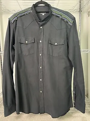 BALMAIN PARIS-Military Epaulette Snap Button Men’s Shirt-Size 16/41-Rare • $200