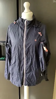 FAT FACE - Ladies Navy Foldaway - Rain Mac /Pac-a-Mac / Anorak - Size 16 • £9.99