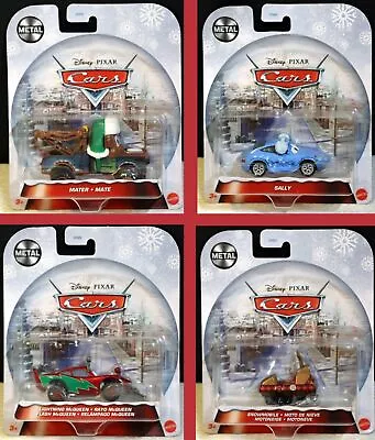 Disney Pixar Cars Holiday Christmas (Set Of 4) Mcqueen Mater Sally Snowmobile • $27.83