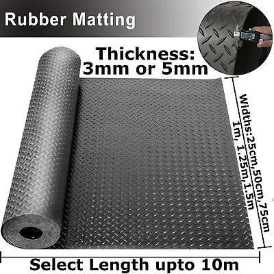 Rubber Matting 3mm Or 5mm Thickness  Flooring - 1/2m To 10m - Mat Floor Flooring • £12.70