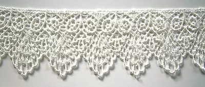 3 Yds. Light Ivory Rayon 2  Pointed Guipure Venise Lace Vt-77i • $4.47