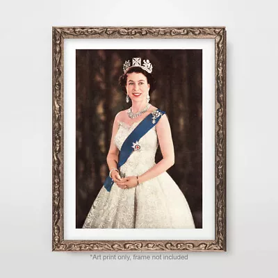 Queen Elizabeth II Memorial Vintage Portrait Art Print Poster 1953 Coronation • £14.99